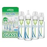 Dr. Brown's Anti-Colic Options+ Narrow Glass Baby Bottle, 8 oz, 4-Pack