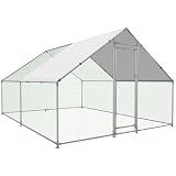 NUGRIART Large Metal Chicken Coop Walk-in Poultry Cage with Water-Resident and Anti-UV Cover Duck Rabbit Cat House Outdoor Chicken Run Pen with Spire Shaped Cage