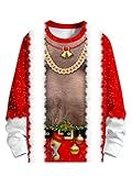 sanatty Unisex Topless Ugly Christmas Sweatshirt Novelty 3D Funny Design Sweater Shirt for Xmas (US, Alpha, Large, X-Large, Regular, Regular, N10)