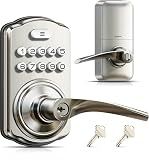 Veise Keypad Door Lock with Handle, Keyless Entry for Front Door & Bedroom, Electronic Lock with Code, Auto-Locking, Easy Installation, Passage Mode, Satin Nickel