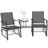 Outsunny Outdoor Glider Chair with Table 2-Seat Patio Loveseat Gray