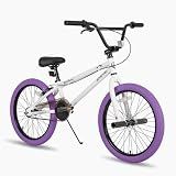 JOYSTAR 20" Kids Bike for 6-10Y BMX Bike 2 Pegs Purple Tires