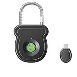 2026 Upgrade Smart Fingerprint Padlock - Keyless Lock with High-Resolution Sensor, 0.5s Unlock, 365-Day Battery, USB Emergency Key for Gym Lockers, Luggage, Backpacks & Gates(Black)
