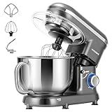 VIVOHOME Stand Mixer, 660W 10 Speed 6 Quart Tilt-Head Kitchen Electric Food Mixer with Beater, Dough Hook, Wire Whip and Egg Separator, Gray