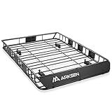 ARKSEN 54 x 39 x 5 Inch Upgrade Universal Roof Rack - 150Lbs Capacity Heavy Duty Rooftop Cargo Carrier with Extension for Car, SUV & Pickup, Durable Steel, Easy Install, Spacious Storage