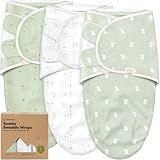 3-Pack Organic Baby Swaddle Sleep Sacks - Swaddles for Newborns, Infant 0-3 Months, Baby Girls, Boys, Soft & Snug Newborn Sleep Sack, Nursery Swaddling Blankets (Bunnies, OS)