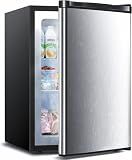 Electactic 3.2 Cu.ft Upright Freezer, Small Mini Freezer, Stainless Steel