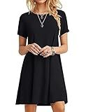 MOLERANI Women's Short Sleeve Shirt Casual Loose Swing Dress, Black, Medium