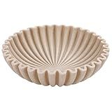 YMXYJM Large Decorative Bowl, Modern Handicraft Bowls for Home Decor, Decorative Fruit Bowl for Kitchen Counter, Ruffle Decor, Stylish Key Bowl for Entry Table, Artificial Stone Beige