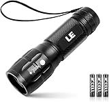 Lighting EVER LED Flashlights High Lumens, Small Flashlight, Waterproof, Adjustable Focus Flash Light for Outdoor, Emergency, AAA Batteries Included, Tactical & Camping Accessories
