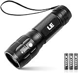 Lighting EVER LED Flashlights High Lumens, Small Flashlight, Waterproof, Adjustable Focus Flash Light for Outdoor, Emergency, AAA Batteries Included, Tactical & Camping Accessories