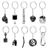 Siouensen 10 Pcs Keychain for Men,Made of metal Materials.Cool Keychain.The First Choice for Car Enthusiast.Gifts for Car Guys. (Black)