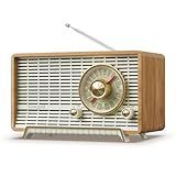 YOWGUIF AM FM Radio Classic Retro Wood Table Radio Bluetooth Speakers Radios Plug-in Wall with Rotary Knob Great for Home, Office