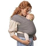 Boba Baby Wrap Carrier – Original Baby Sling Carrier for Newborns (7–35 lbs), Soft, Secure, Hands-Free & Ergonomic, Ideal for Comfortable Bonding, New Parents (Grey)