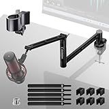 CACENCAN M05 Boom Arm, 360° Rotatable Microphone Stand with Desk Mount, Foldable Desk Mic Arm with 3/8'' to 5/8'' Screw Adapter, Microphone Arm for Live Streaming, Gaming, Podcasting, Radio