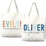 Personalized Custom Name Tote Bag - Custom Tote Shopper - Premium Canvas, Reusable, Eco-Friendly - Ideal Gift for Women, Bridesmaids, Teachers, Nurses - Customizable (Medium Bag)