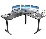 VIVO Electric Corner 63 x 55 inch L-Shaped Standing Desk, Memory Height Adjustment, Black Top Black Frame, DESK-E3CTB
