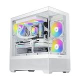 SAMA V40 White ATX Mid Tower PC Case, 6 Pre-Installed 120mm ARGB PWM Fans, Dual Tempered Glass Panels, Vertical Airflow Design, USB Type-C Port, Gaming Computer Case for ATX/Micro-ATX/ITX Motherboard