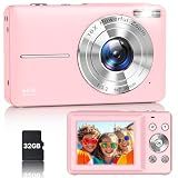 Digital Camera, Latest FHD 1080P Digital Camera for Teens with SD Card Anti Shake Point and Shoot Cameras Portable 16X Zoom Compact Small Cameras for Kids Boys Girls Seniors with Wrist Strap