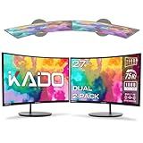 Kado Dual Monitor Setup - 2-Pack 27" Curved 1500R 1920x1080 Computer Monitor 75Hz VESA Mount HDMI Office Gaming Built-in Speakers (C27 Dual Series)
