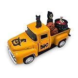Skeletons Halloween Decorations Indoor Vintage Metal Truck with Halloween Miniature Scene Accessories Jack o Lantern Pumpkins Black Cat Ghost Decor Trick or Treat Sign for Home Table Tiered Tray