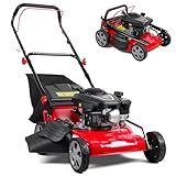 3 in 1 Gas Lawn Mower Self Propelled Self Propelled Gas Lawn Mower, 131cc Engine with Air Cooling, 50L Grass Tank, Foldable Design Red, Big Wheels & Easy Start