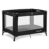 Dream On Me Nest Portable Playard in Black with Carrybag an Shoulder Strap, Lightweight, Packable and Easy Setup Baby Playard, Breathable Mesh Sides and Soft Fabric - Comes with a Removable Padded Mat