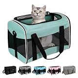 Cat Carrying Case Pet Dog Carrier Soft-Sided Cat Bag Airline Approved, Pet Travel Carrier Up to 15 Lbs, Collapsible Cats Carrier Dog Carrier for Medium Small Cats Dogs(17x11x11 Green)