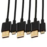 Amazon Basics 3-Pack USB-A to Micro USB Charging Cable, 480Mbps Transfer Speed, Gold-Plated Plugs, USB 2.0, 3 Foot, Black