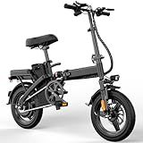Folding Electric Bike for Adults and Teens, 14" Foldable E-Bike with 500W Motor, Commuter Mini Ebike with 48V Removable Battery UL 2849 Certified, Electric Bicycle with 25 Miles PAS Range (Black)