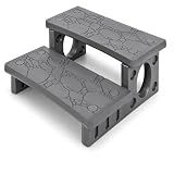 XtremepowerUS Premium Multi Purpose 2-Step Spa Hot Tub RV Campers Deck Steps Deck, Spa, Hot Tub, Bathtub, Swimming Pool Sided Step Non-Slip Steps for Outdoor/Indoor (Gray)