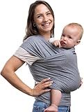 CuddleBug Hands-Free Baby Carrier - Soft & Stretchy Wrap - Newborn to Toddler 7-35 lbs - One-Size-Fits-All Hip-Healthy Holder (Gray)