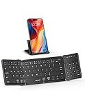 TECKNET Foldable Bluetooth Keyboard with Touchpad, Portable Folding Wireless Keyboard for iPad Tablet Laptop, Connect Up to 3 Devices, Rechargeable Travel Keyboard for iOS Android Win, Black