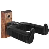Onmiwod Guitar Wall Mount, Auto Lock Walnut Wood Guitar Hanger, Guitar Wall Hangers, Guitar Holder Hook Wall Stand for Classical, Acoustic, Electric Guitar, Bass, Gift for Guitar Player