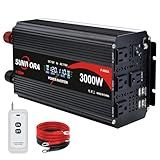 3000 Watt Power Inverter 12V to 110V/120V DC to AC Converter 6000W Peak, with Remote Control & LCD, 4 AC Outlets & 4 USB Ports Power Inverters for Vehicles Car Truck Boat RV Camping Solar System EPS