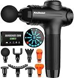 RAEMAO Massage Gun, Handheld Electric Deep Tissue Muscle Massager for Athletes for Pain Relief Attaching 8 Replacement Heads, Percussion Massager with 10 Speeds, Father's Day Gifts, Black