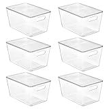 Vtopmart 6 Pack Clear Stackable Storage Bins with Lids and Handles, Large