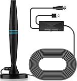 TV Antenna Indoor, Antenna for Smart TV, Support 4K 1080p with Signal Booster for Local Channels, 320 Miles Long Range Reception - 18ft (Dark Grey)