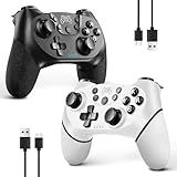 AceGamer Wireless Controller for Nintendo Switch/Lite/OLED, 2 pack, Dual Vibration/Turbo/Ergonomic ! (Black&White)