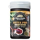 Ultra Fresh Betta Fish Food, Betta Pro Shrimp Patties, 50% Sword Prawns + Akiami Paste Shrimps, All Natural Protein, Rich in Vitamins, Healthy Development and Cleaner Water 0.7 oz