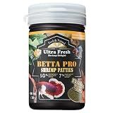 Ultra Fresh Betta Fish Food, Betta Pro Shrimp Patties, 50% Sword Prawns + Akiami Paste Shrimps, All Natural Protein, Rich in Vitamins, Healthy Development and Cleaner Water 0.7 oz