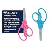 Westcott 5" Hard Handle Kids Scissors, Blunt, Assorted Colors, 2-Pack