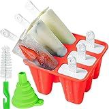 Popsicle Molds ,6 Pieces Silicone Ice Pop Models Popsicle Models Reusable Easy Release Ice Pop Maker (Red)