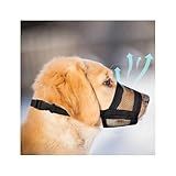 Evollax Dog Muzzle for Large Dogs - Air Mesh Muzzle for Large Sized Dog | Adjustable No Bark Dogs Muzzles for Scavenging Licking & Chewing | Prevent Biting | L 7.9'' - 9.4''