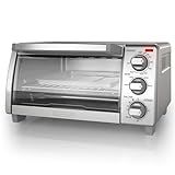 BLACK+DECKER 4-Slice Toaster Oven, TO1745SSG-1A, Even Toast, 4 Cooking Functions Bake, Broil, Toast and Keep Warm, Removable Crumb Tray, Timer