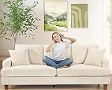 Kidirect 87in Corduroy Couch, Sofas for Living Room No Tool Assembly, Comfy Couches for Living Room 21in Deep Seats, Oversized Loveseat Sofa with 2 Pillows, 3 Seater Couch for Bedroom, Beige Sofa
