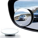 LivTee Blind Spot Mirror, 2" Round HD Glass Frameless Convex Rear View Mirrors Exterior Accessories with Wide Angle Adjustable Stick for Car SUV and Trucks, Pack of 2