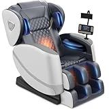 FURNIMAT 2025 Massage Chair Full Body, Zero Gravity Massage Chair with 10 Fix Rollers, Heating, Foot Massage, Auto Modes, Bluetooth Speaker, Touch Screen Controller (Light Gray)