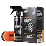 CERAKOTE Rapid Ceramic Tire Coat – Showroom New Tire Shine – Deep Tire Black Finish – Lasts Up to 10x Longer – No Sling, Non-Greasy Ceramic Tire Coating for Car, Truck & SUV – Easy Application (10oz)
