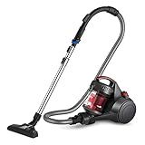 Eureka Bagless Canister Vacuum Cleaner, Lightweight Vac for Carpets and Hard Floors, Red, Whirlwind NEN110D